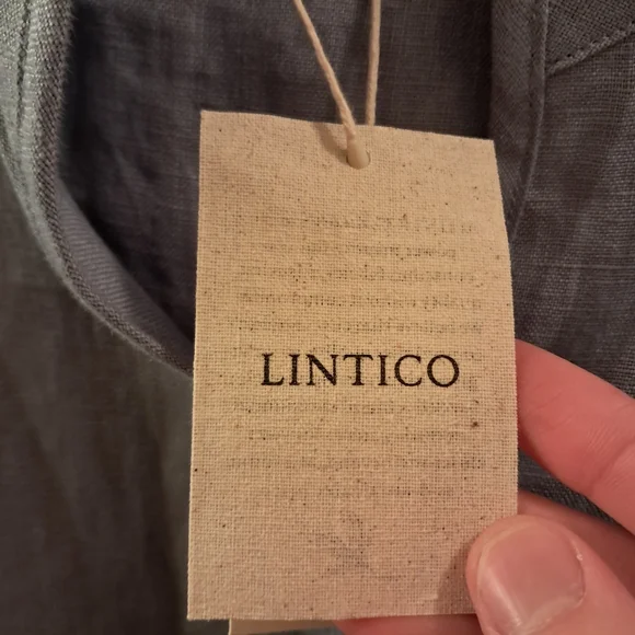 Lintico Top Women's Large L Blue Chambray Linen Fitted Office Career Coastal - Picture 7 of 13